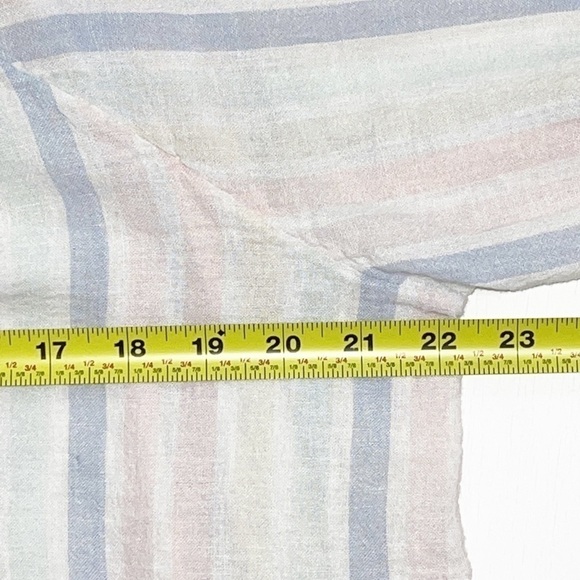 Gap Woman LINEN Multi Stripe Blouse Raglan Sleeve sTop Size L - Picture 8 of 14